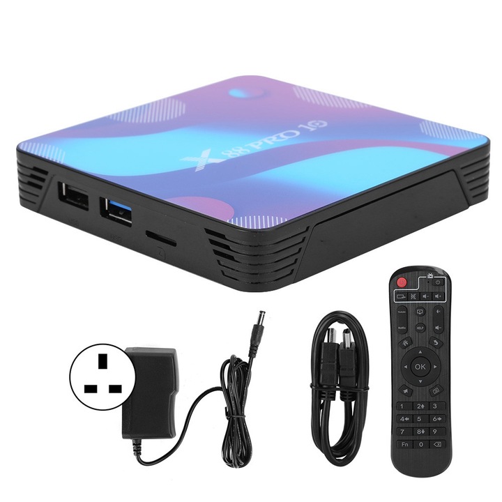 X88 PRO10 TV Box, 2 GB RAM, 16 GB Flash, Dupla WiFi, HDMI 4K, Fekete