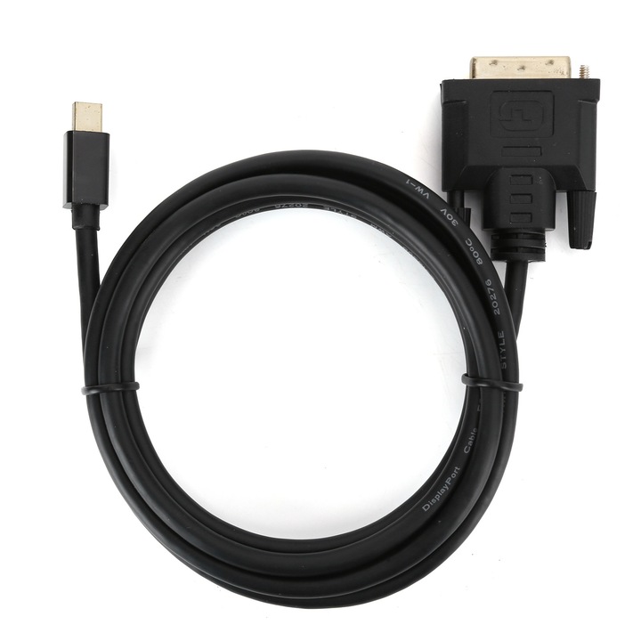 Кабел за преобразуване Mini Displayport към DVI, DP мъжки към DVI мъжки, за компютърен проектор, черен