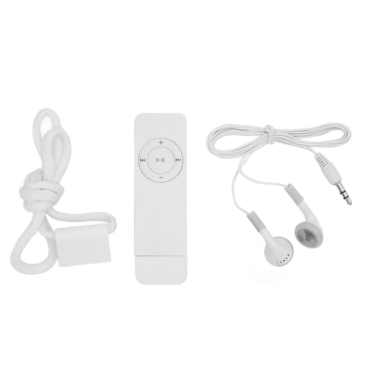 MP3 lejátszó, akár 64 GB-os kapacitással, fehér, kompakt méret