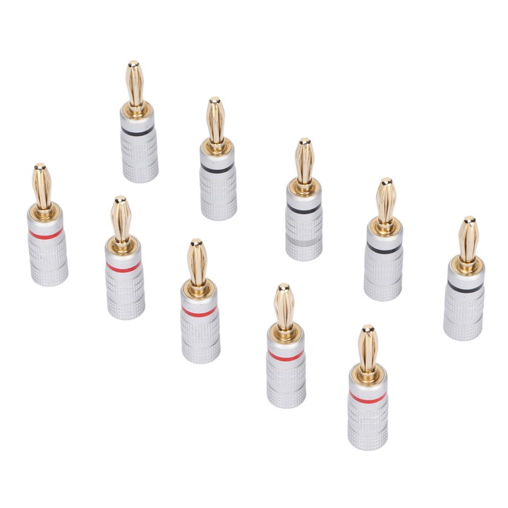 10x Audio Banándugó, 24 karátos Arany, Csavaros Zár, Hangszóró Csatlakozó Házimozi Hangszórókábelekhez