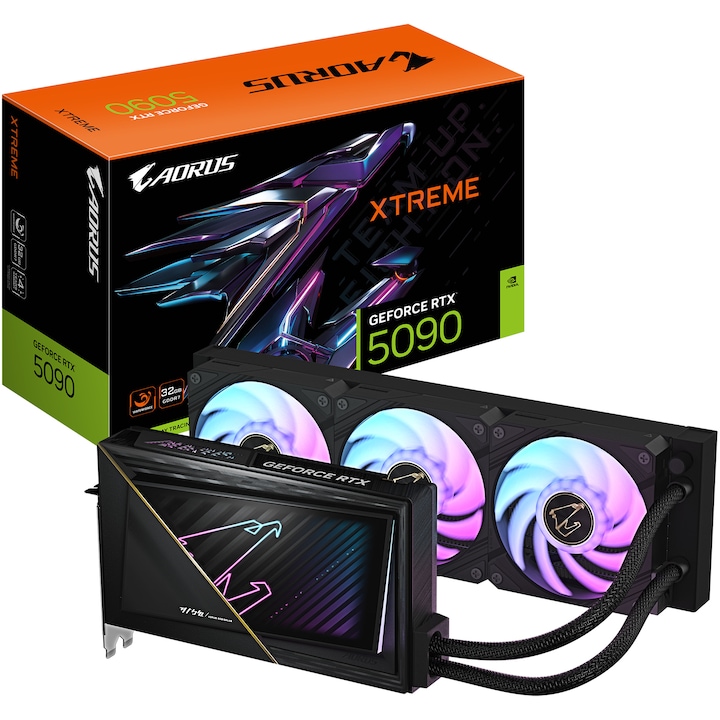 Placa video GIGABYTE AORUS GeForce RTX 5090 XTREME WATERFORCE 32GB GDDR7, 512-bit, Radiator 360mm