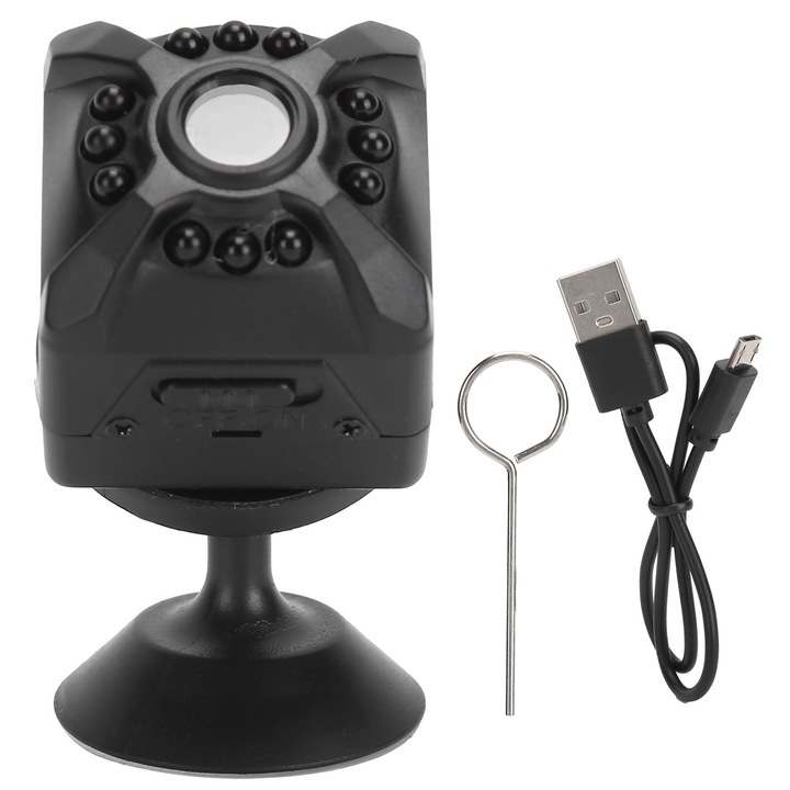 Мини камера за наблюдение, 1080p, черна, 600mAh, поддръжка на 128GB