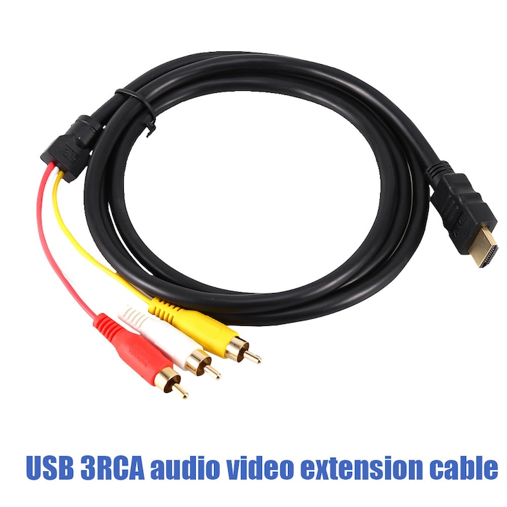 Audio-video kábel, HDMI-RCA, 1,5 m, fekete