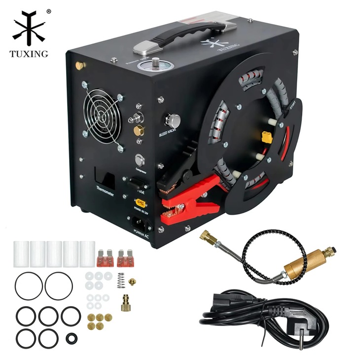 Compresor de aer electric, 4500 PSI, 110V, cu furtun de alimentare si accesorii, model TXES062