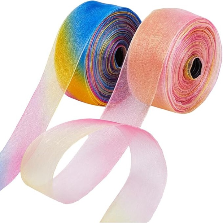 Panglici decorative TREXORA, 20m x 4cm si 10m x 6cm, poliester, multicolor roz