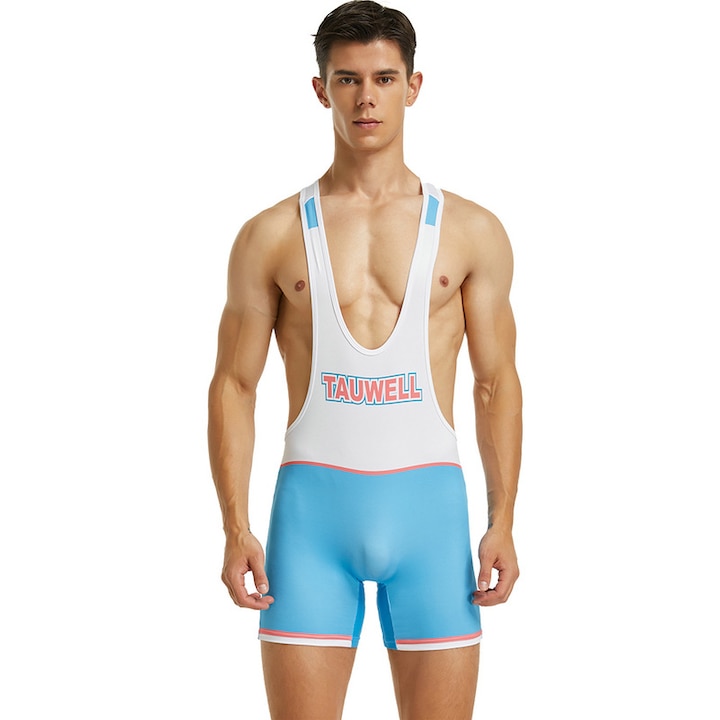 Costum de inot sport barbati, TAUWELL, costum de baie intreg, elasticitate mare, albastru deschis, XL