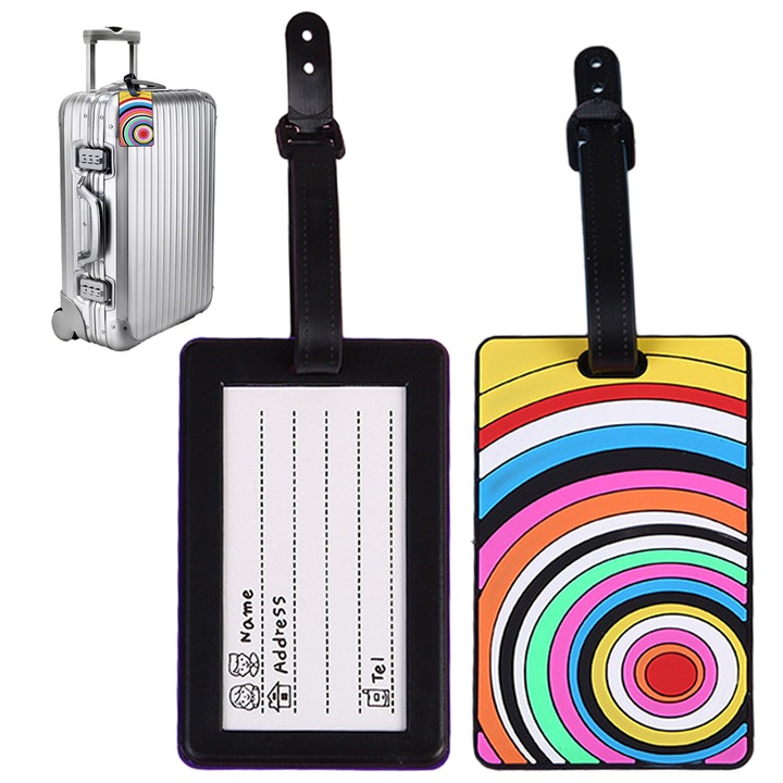 Etichete de bagaj colorate, Enforose, design unic, protectie pentru confidentialitate, set
