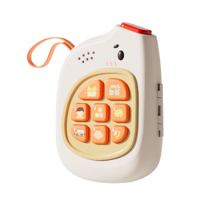Jucarie interactiva pentru bebelusi, telefon elefant, muzica si lumini, 6-12 luni, multicolor