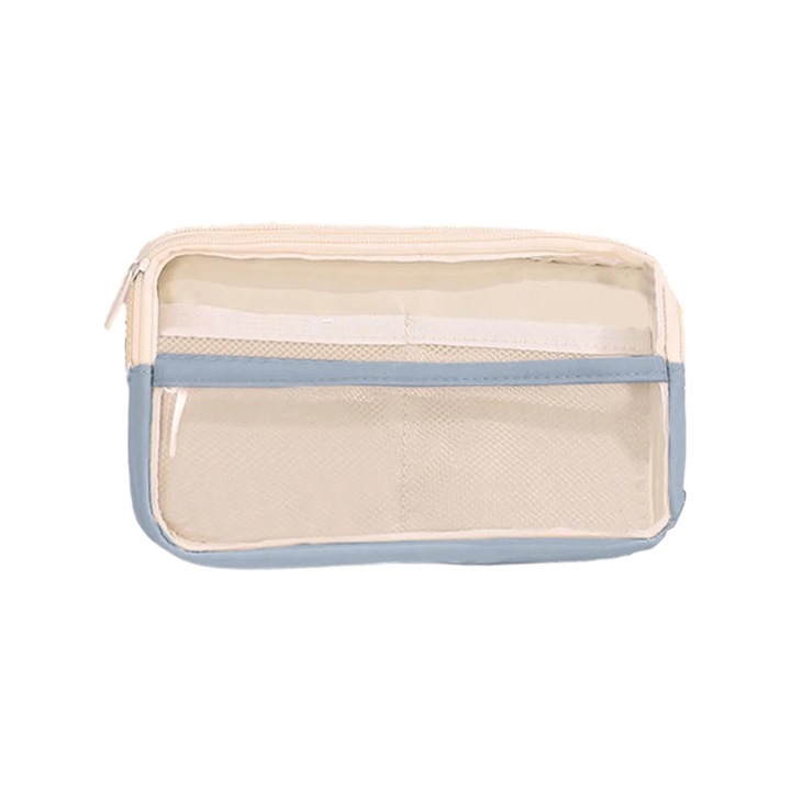 Penar mare capacitate, albastru, 21x13x5cm, material textil, organizator compartimentat