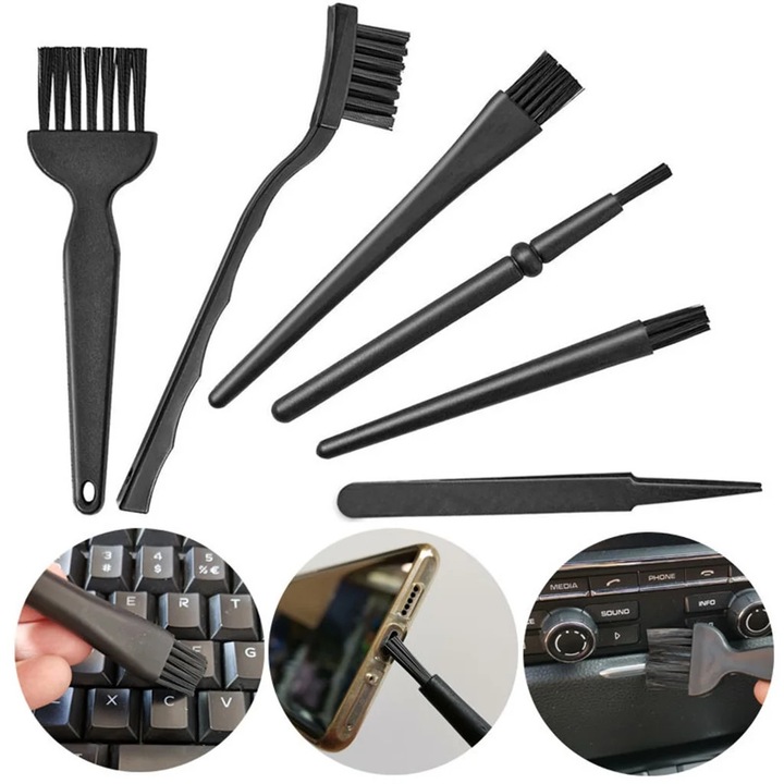 Set 6 perii ESD YANYXR, plastic negru, 6x mici