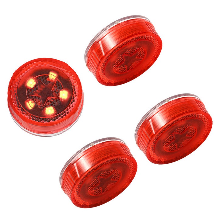 Set 4 lumini de avertizare, CAKMGER, rosu, 5 LED-uri, impermeabile, pentru semnalizare pericol si deschiderea usii