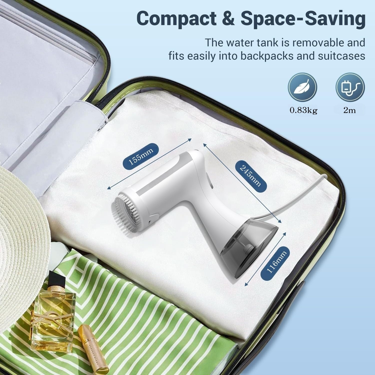 Aparat de calcat cu aburi, 1500 W, recipient apa 300 ml, incalzire rapida 9 secunde, Design etans 360°, alb