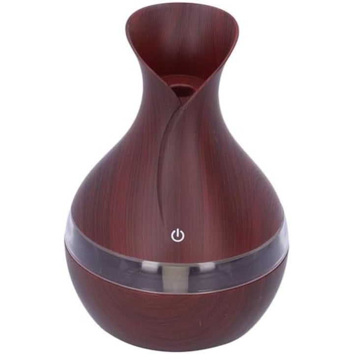 Párásító, Légtisztító, Aroma diffúzor, Aromaterápia, Ultrahangos Evo, 300 ml-es tartály, Sötét fa szín, Párásítás, Kompakt, Tartós