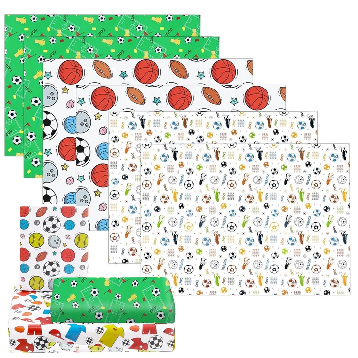 Folii de hartie de impachetat multifunctionale Enforose, 27x20 inchi, 6 bucati, fotbal, ecologice