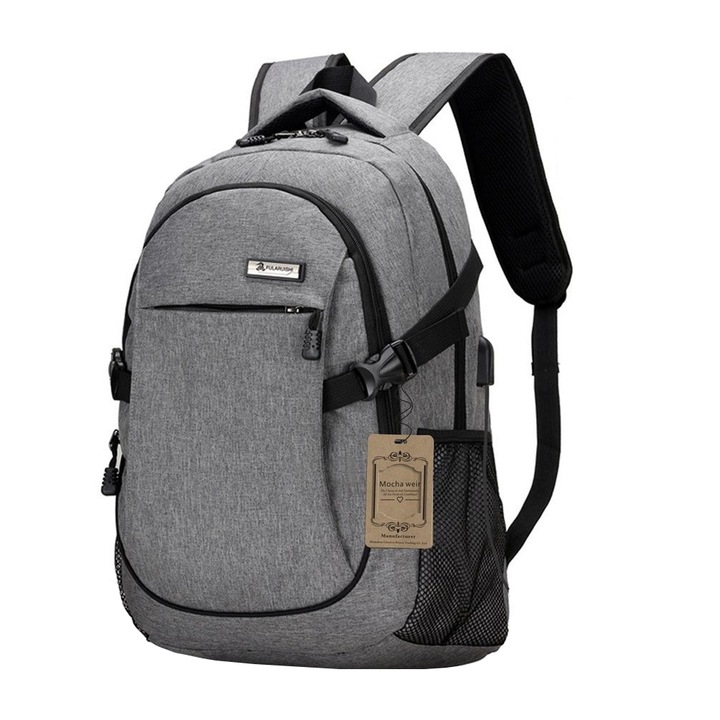 InfoTouch OEM Laptop hátitáska, 15.6", USB töltő port, Szürke