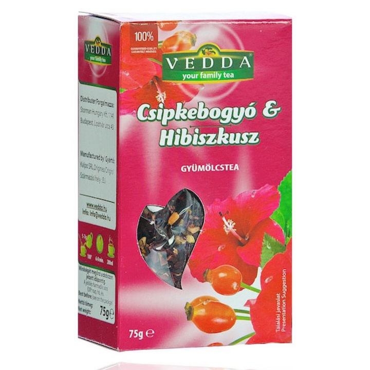 Vedda Csipkebogyó hibiszkusz szálas tea 75g~16db