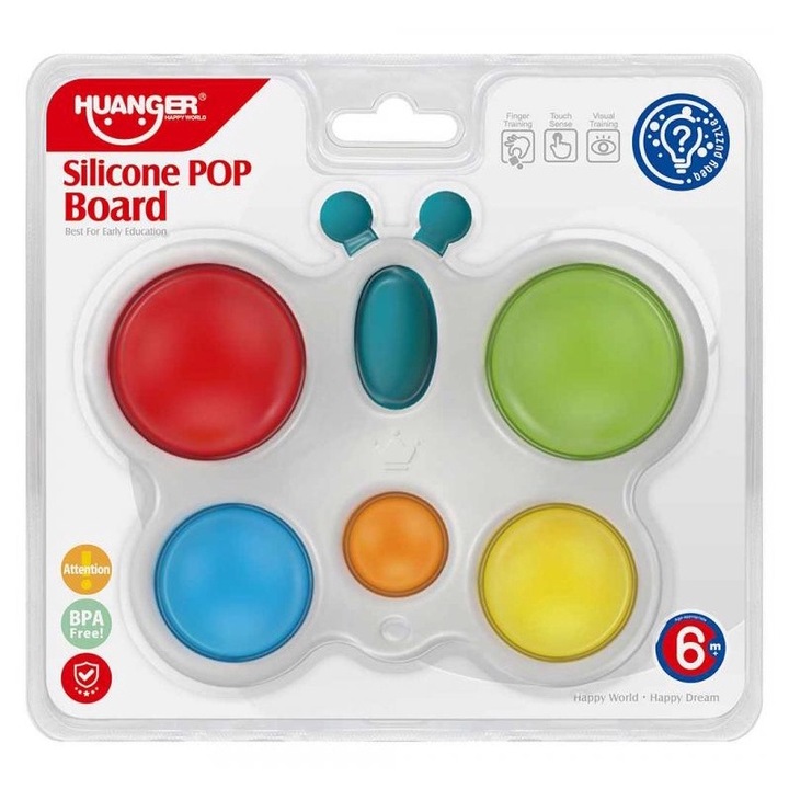Huanger 1363046 Happy World: Pop it! Nyugtató pillangó pajti készségfejleszto bébijáték