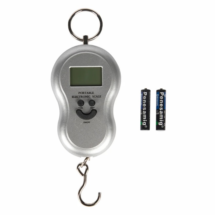 Cantar Electronic Portabil 40 Kg Cu Carlig Si Afisaj Digital, Baterii Incluse