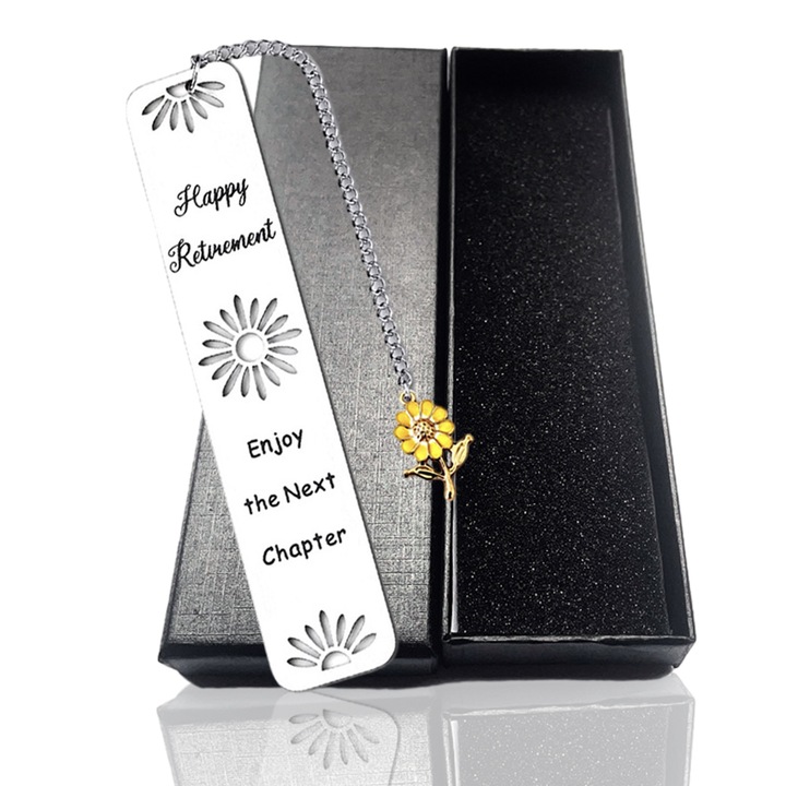 Semn de carte din otel inoxidabil, AMRINUGL, personalizat, design elegant, cutie de cadou, pentru pensionare