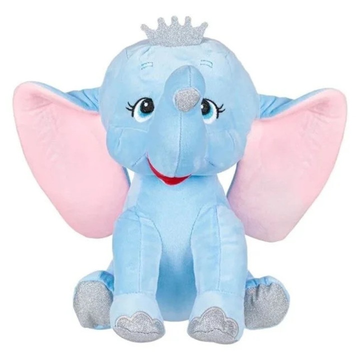 Плюшена играчка слон със сребриста корона, полиестер, 23×22×32 см, син