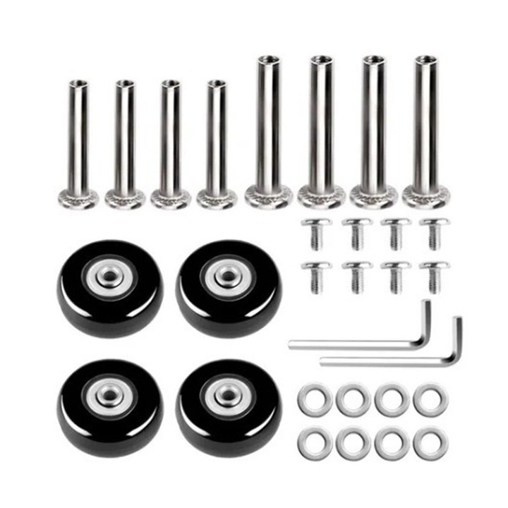 Set 4 roti skateboard/role/trolere, Tebnaild, 60mm, negru, cauciuc, suporta 50 Kg