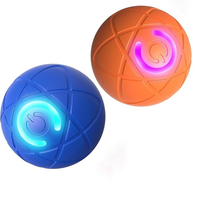 2db interaktív labda készlet kutyáknak, CAKMGER, biztonságos anyag, automata mozgás, USB töltés, 5,2 cm, kék/narancs