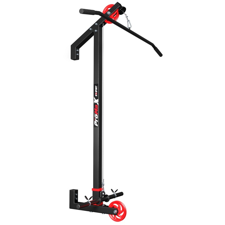 Aparat De Antrenament Montat Pe Perete, K-SPORT, KSSL028, Otel Inoxidabil, Capacitate Maxima De Incarcare 140 kg, Aparat De Antrenament Multifunctional, Ideal Pentru Antrenamentul Spatelui Si Al Intregului Corp, 147 x 100 cm, Negru-Rosu