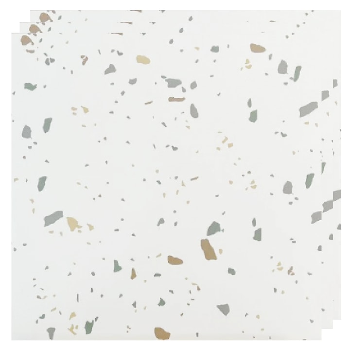 Set 10 x Placi PVC Autoadezive HOZRO, Pentru Podea, Stil Marmura, Alb Multicolor, Grosime 1.4 mm, Acopera 2.02 mp, Model ALM 2-3 – Rezistente si Usor de Montat