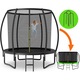 ДетскибатутKangoJump™8FTNoGapDesign,извитипредпазнистълбове,360°защитнамрежа,2страничничерни/зелениподложки,включенианкерипротиввятър,нехлъзгащасестълба,поцинкованарамка,противръжда,плътнаводоустойчивапяна,товар120кг