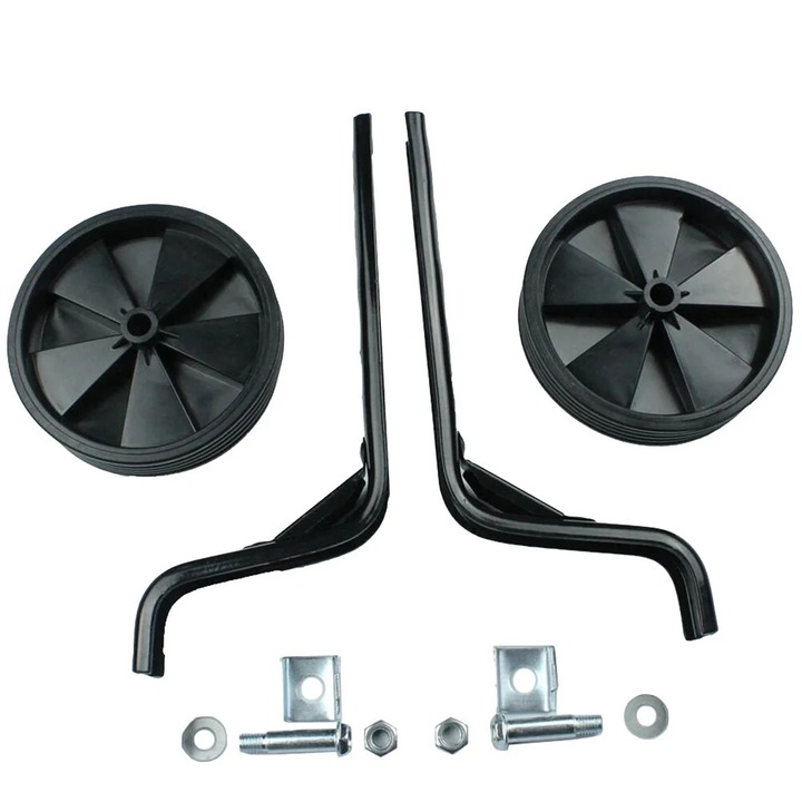 Set roti ajutatoare metalice, negru, 26x15x3.5cm, pentru biciclete 12-20 inch