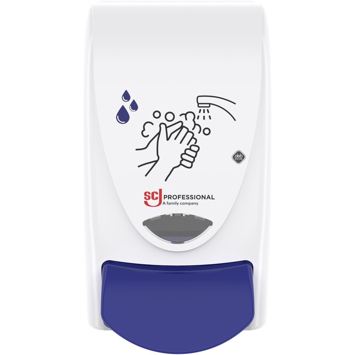 SCJP Proline Cleanse Light Duty Washroom habszappan- és folyékonyszappan adagoló nyomógombos kézmosó patronokhoz, manuális, 1L, ABS műanyag, fehér/sötétkék