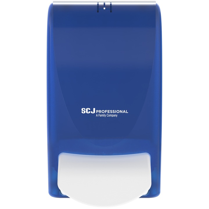 SCJP Proline nyomógombos adagoló patronos rendszerű kézhigiénés és bőrápoló termékekhez, manuális, 1L, ABS műanyag, kék/fehér