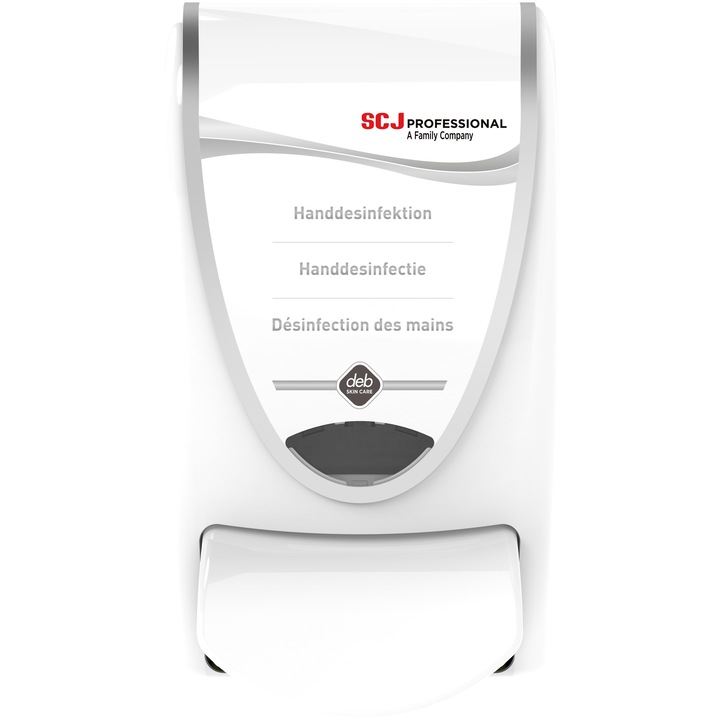 SCJP Proline Sanitize kézfertőtlenítő adagoló InstantFOAM COMPLETE és InstantGEL kézfertőtlenítő patronhoz, manuális, 1L, fehér/króm