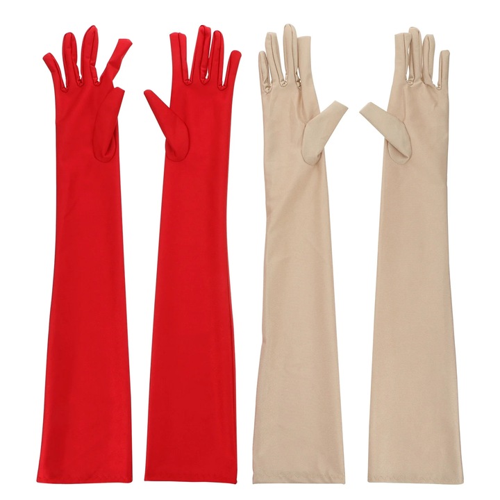 ZYBLSSBB, maneci pentru brate din ice silk pentru protectie solara, set 2 perechi, rosu/bej, 50 x 10 cm