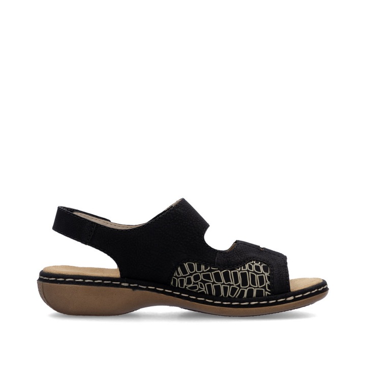 Rieker női tépőzáras fekete kombi szandál 65989-01 Méret 37