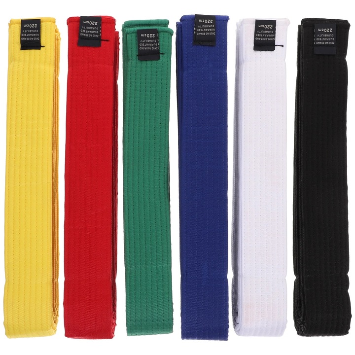Set 6 centuri karate multicolor bumbac 220x4x0.5cm