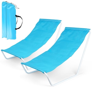 Sezlong De Plaja 2 Bucati, Vilde, Pliabil, Metal, Material Textil, Incarcare Maxima 90 kg, 86x51.5x60 cm, Albastru