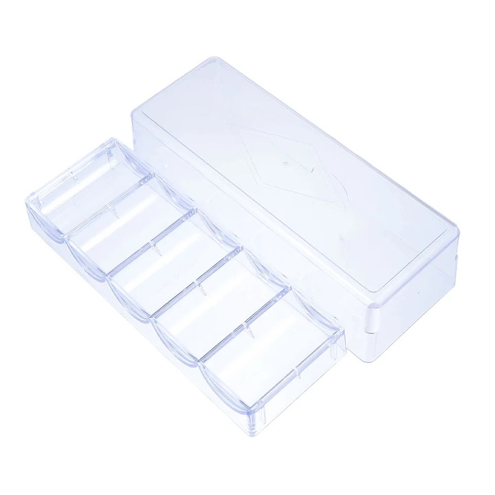 Cutie depozitare piese poker acril transparent 21x8x5.8cm