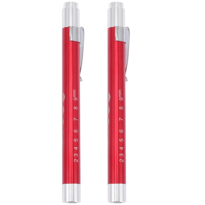Set 2 lanterne de inspectie tip pix ZYBLSSBB LSM2xh1182-BCS0099897, LED 250 lm, din aluminiu, 2 x AAA, raza 50 m, functionare ~6 h, clip, rosu