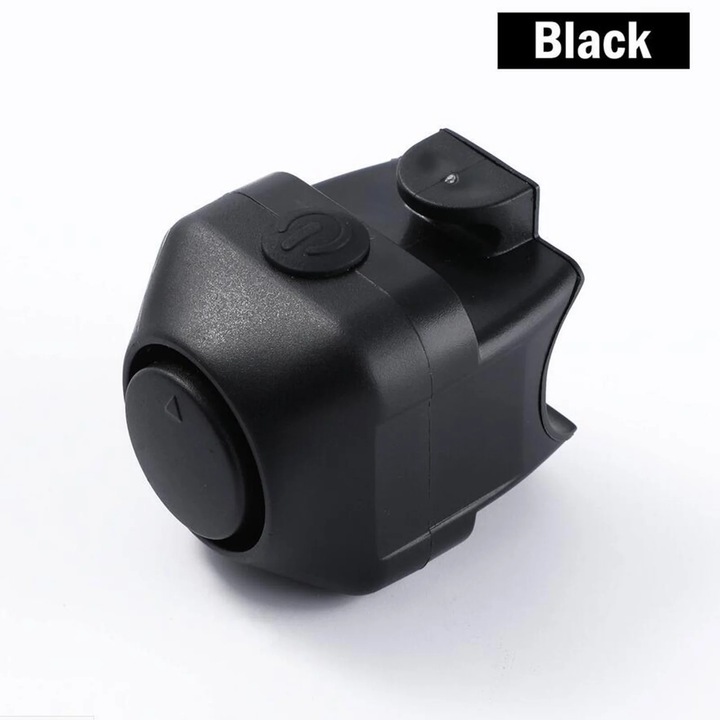 Claxon electronic pentru bicicleta ZYBLSSBB LSM1681-BCS0302423, 130 dB, baterie 280 mAh, 5 sunete, PC+silicon, rezistent la apa, negru, 4 x 3.5 cm