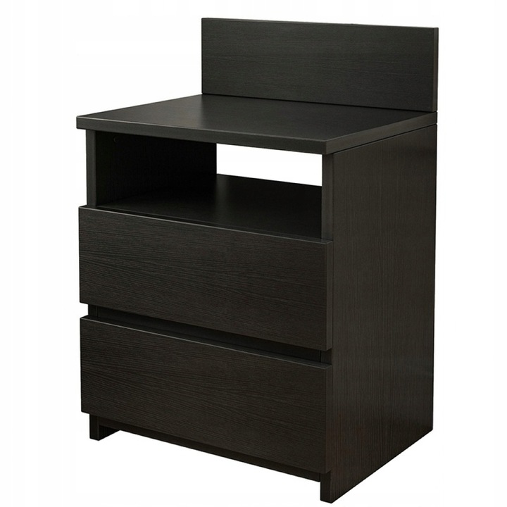 Masuta de pat 2 sertare dormitor dresser negru loft modern 40x32x59 cm
