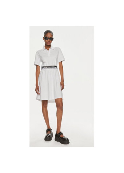 Női ruha, Karl Lagerfeld, 303502560, Biopamut, Fehér, Fehér