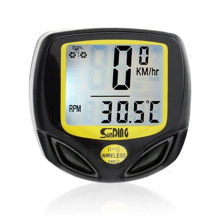 Ciclocomputer wireless, rezistent la apa, LCD, 4.5x4.5cm