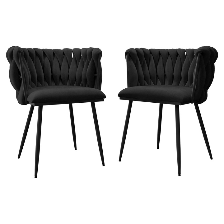 Set 2 scaune Archie DC-1142, MIRJAN 24, 77-negru + negru, 52x50x76 cm