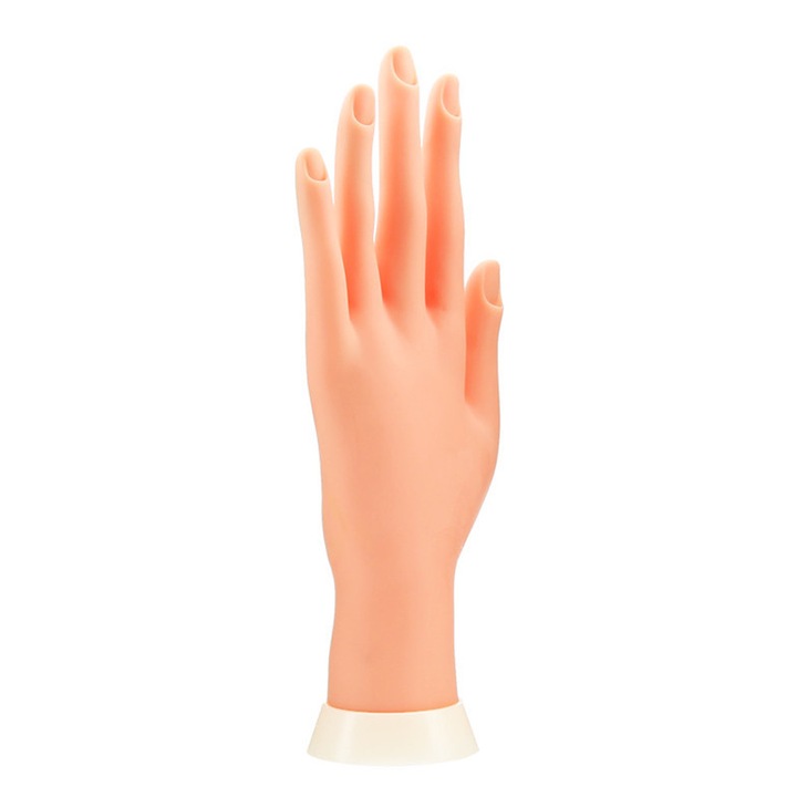 Mana de practica pentru unghii ZYBLSSBB LSM2XH4926-CPB-DE-LYY349, din cauciuc moale, marime medie, degete flexibile, compatibila cu tips, bej