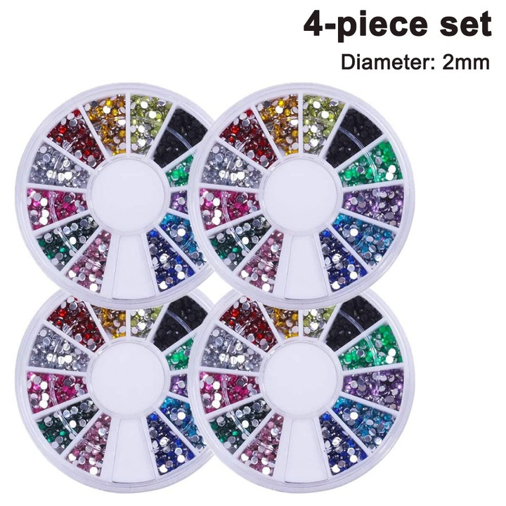 4 db-os szett, többszínű strasszkövek körmökhöz 1.5x2x3mm 6cm