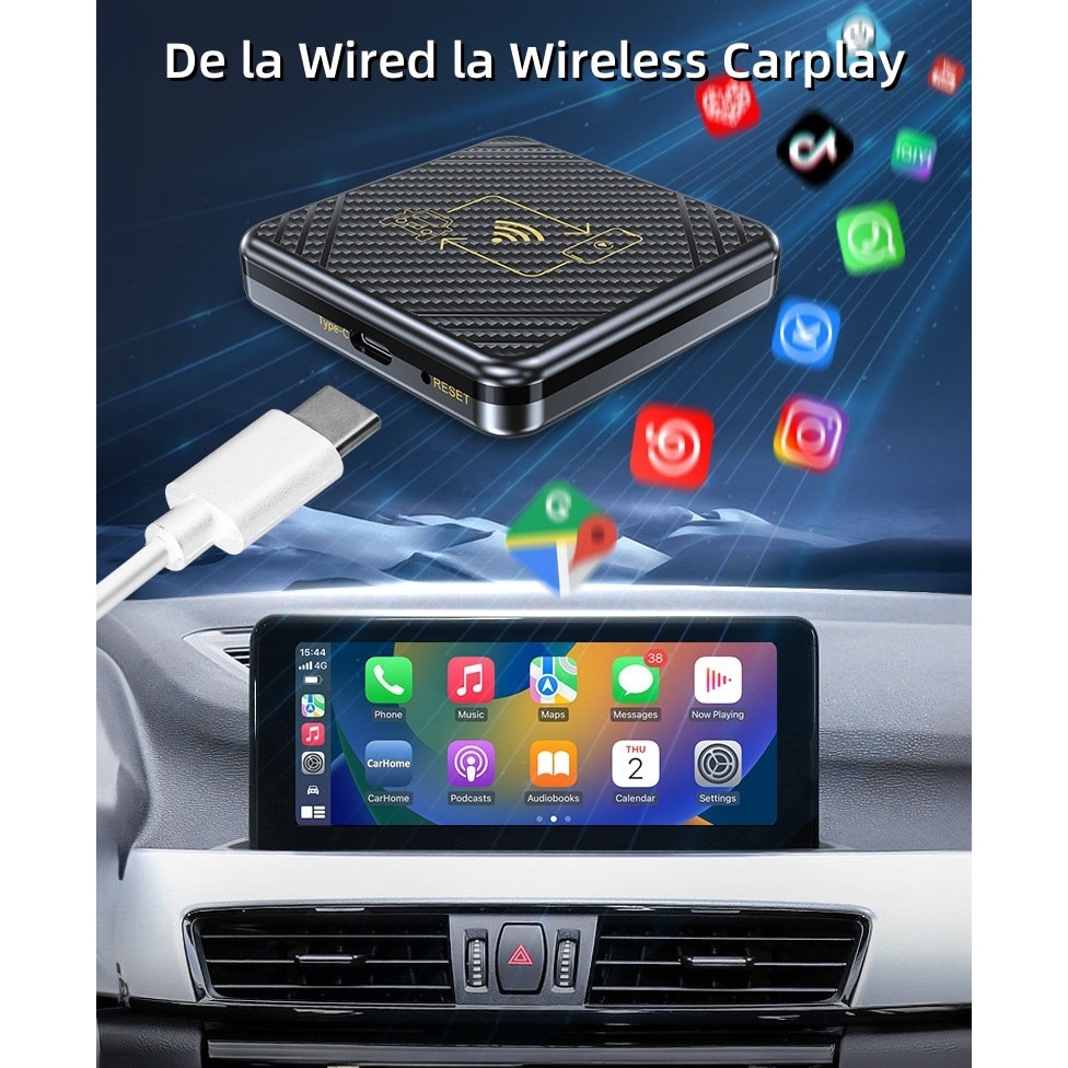 Adaptor Bluetooth auto, WIFI, Carplay Android Auto, 2 in 1, USB/Type-C ...