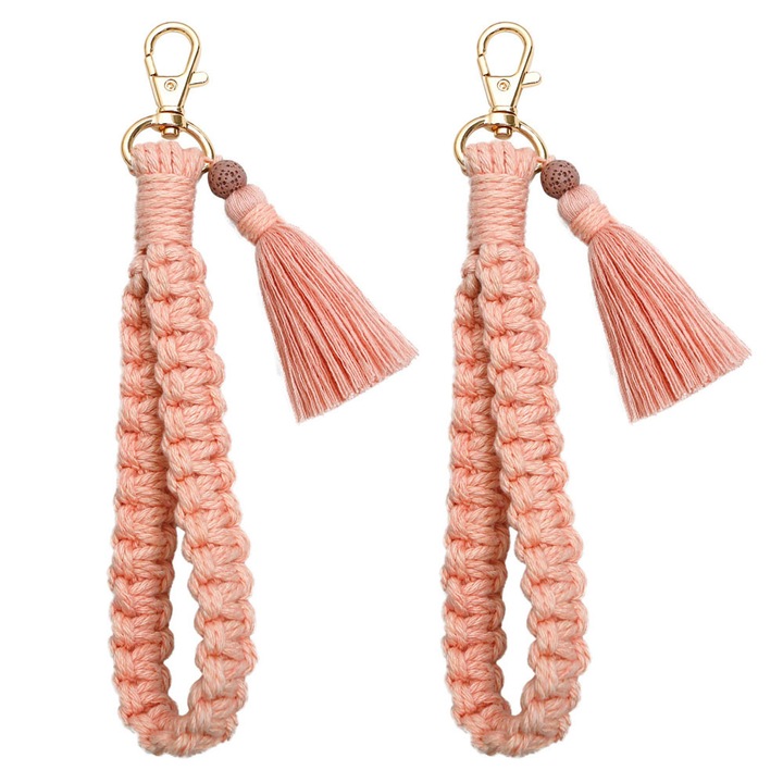 Set 2 Brelocuri din Bumbac cu Franjuri, Zeaicos, Multicolor, 30g per bucata
