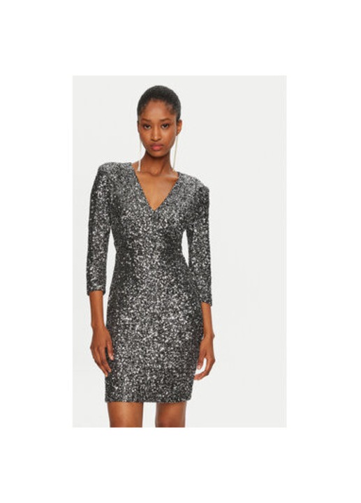 Дамска рокля, Rinascimento, 305018076, Рециклиран полиестер, Сребрист, Сребрист, S