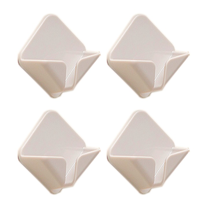 Комплект от 4 самозалепващи се държача Zeaicos, бял/сив/розов, 4.6x4.6см